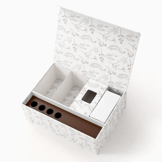 Diabetic Organizer Box Brown Floral Pattern